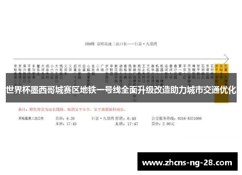 世界杯墨西哥城赛区地铁一号线全面升级改造助力城市交通优化